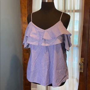 A New Day Cold Shoulder light striped top XL NWOT